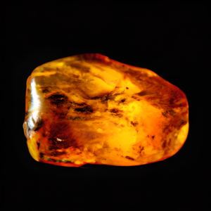 Amber stone on black background