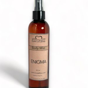 Amber bottle Brown label Enigma Body Mist 8 0z